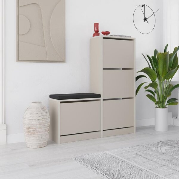 Scarpiera Salvaspazio 105x26x118,5 cm 3 Ante a Ribalta in Melamina Sabbia