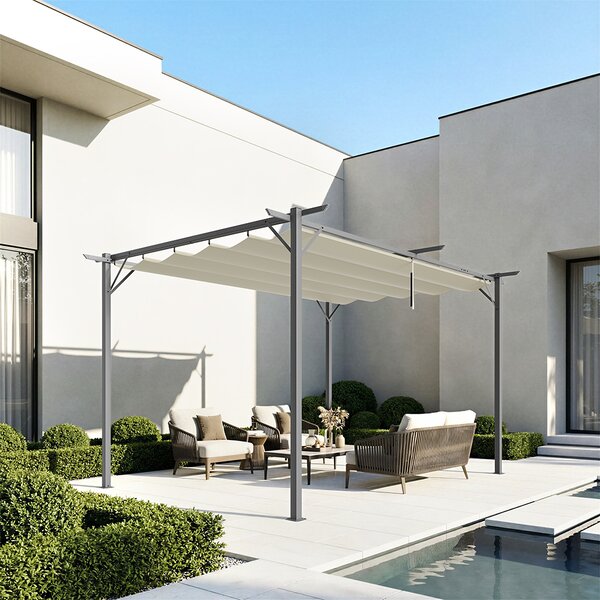 Pergola Gazebo Retrattile da Giardino 300x400x230 cm Anti UV e Impermeabile Beige