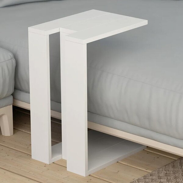 Tavolino da Caffè per Soggiorno 57x40x30 cm Laterale Divano in Legno MDF Bianco