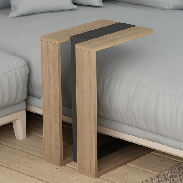 Tavolino da Caffè per Soggiorno 57x40x30 cm Laterale Divano in Legno MDF Quercia