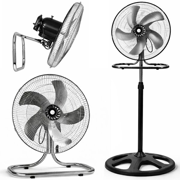 Ventilatore Manila 3 in 1 con Pale in Acciaio Ø45x125cm Testa Oscillante 3 Velocità Tripla Installazione Argento e Nero