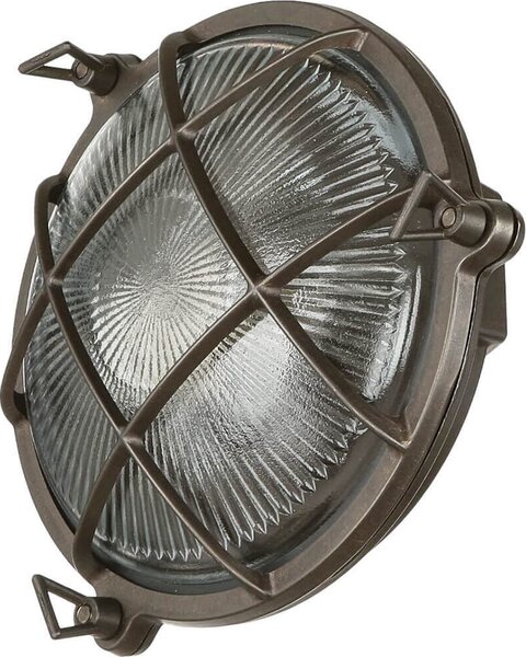 Applique da esterno Ø 21 cm vetro nero ottone E27 IP64 Applique marittima da esterno cortile