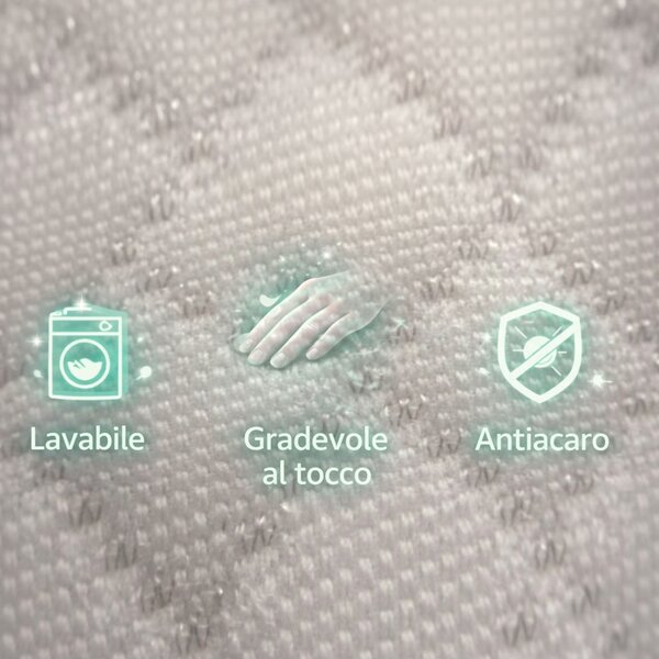 Cuscino Guanciale Suprem Memory Foam Lavabile Altezza 15 cm Tessuto Traspirante Bianco
