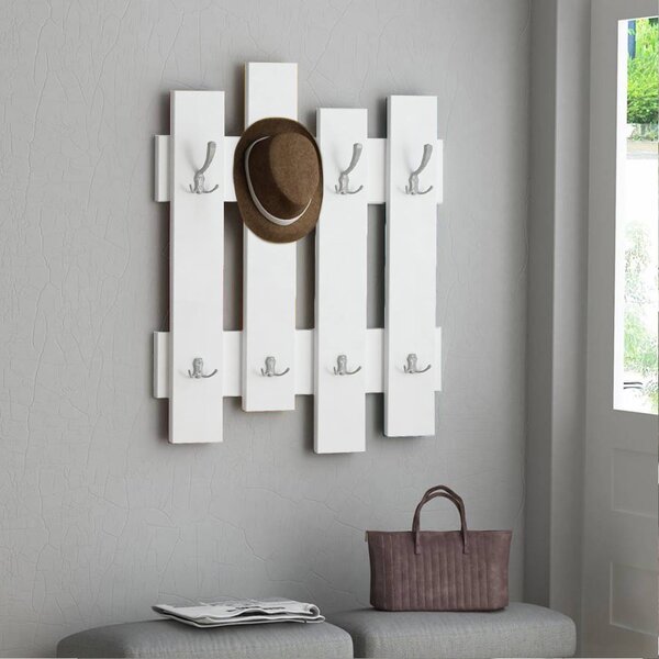 Appendiabiti da Muro 64x4x79 cm Attaccapanni con Montaggio a Parete in Legno Bianco