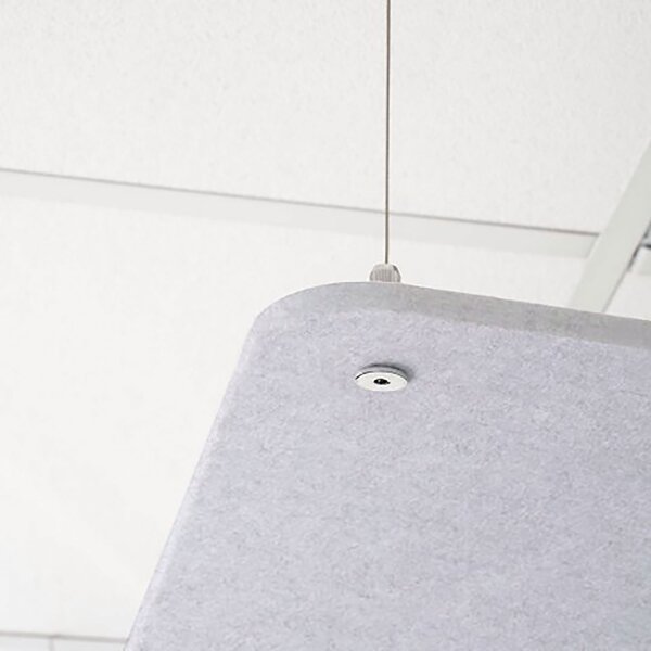 Pannello Fonoassorbente da Soffitto con Kit di 4 Cavetti 120x50 cm Finitura Grigio