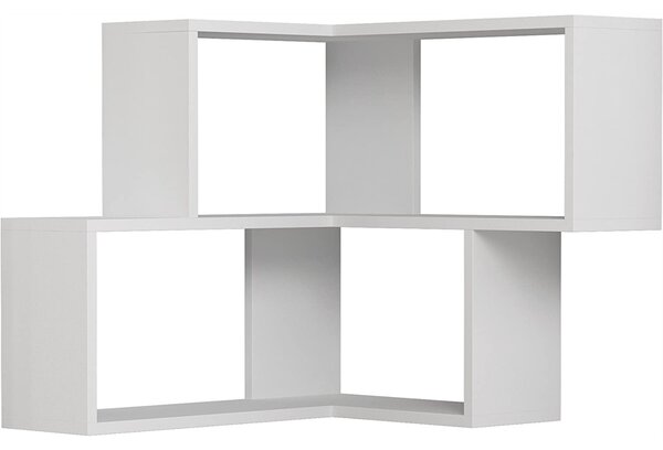Mensola Scaffale Angolare da Parete 70x20x62 cm a 2 Ripiani Salvaspazio in Legno Bianco