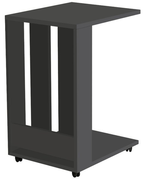 Tavolino da Soggiorno 37,5x45x60 cm Laterale Divano con Ruote in Legno Antracite