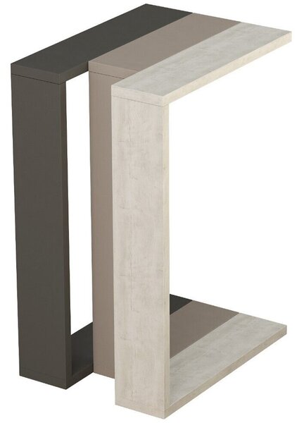 Tavolino da Soggiorno 30x40x57 cm Laterale Divano in Legno Bianco Antico Tortora Antracite