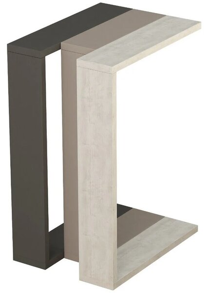 Tavolino da Soggiorno 30x40x57 cm Laterale Divano in Legno Bianco Antico Tortora Antracite