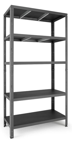 Scaffale a Incastro RAKO 100x40x187 cm 5 Ripiani Portata 80 kg in Metallo Grigio Scuro