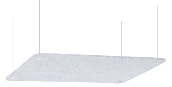 Pannello Fonoassorbente da Soffitto con Kit di 4 Cavetti 120x50 cm Finitura Grigio