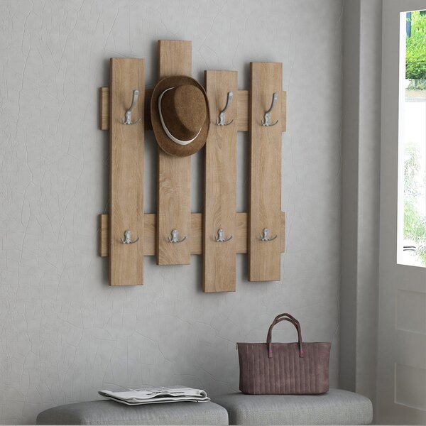 Appendiabiti da Muro 64x4x79 cm Attaccapanni con Montaggio a Parete in Legno Quercia