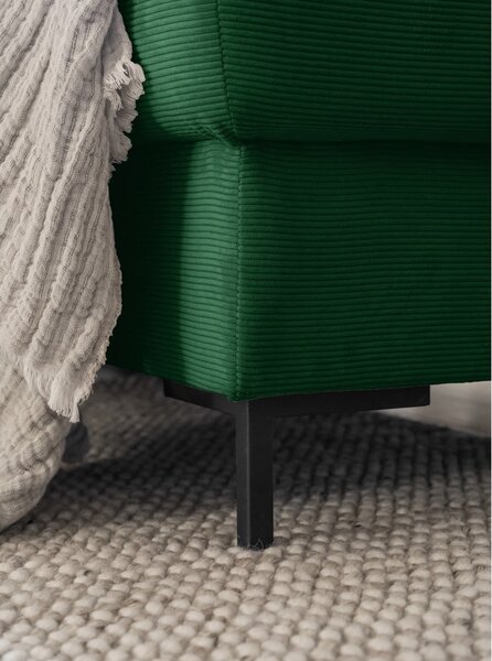 Divano letto in velluto a coste verde scuro (angolo sinistro) Lofty Lilly - Miuform