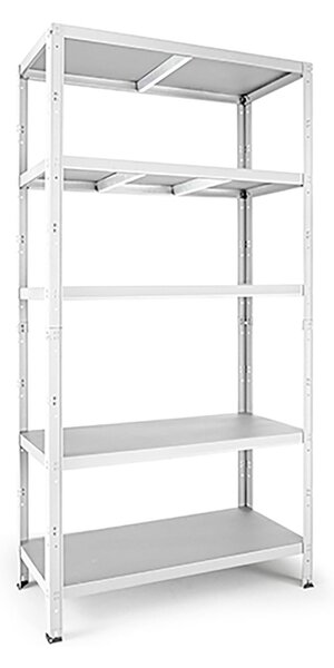 Scaffale a Incastro RAKO 100x40x187 cm 5 Ripiani Portata 80 kg in Metallo Bianco