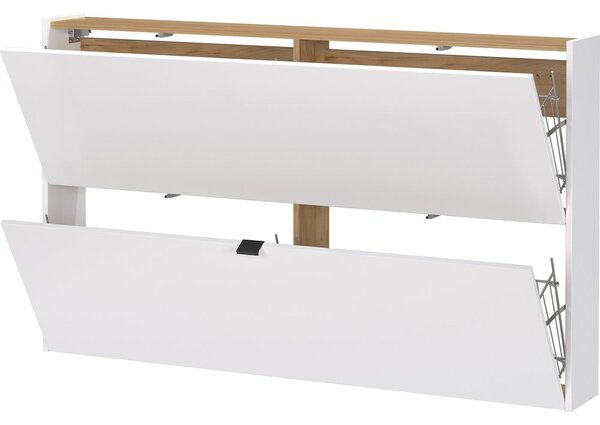 Scarpiera bianca effetto rovere con ante ribaltabili e da parete 140x83x18 cm Ameca – Germania