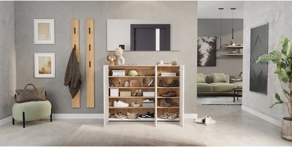 Armadietto bianco con effetto rovere 138x105x25 cm Libbiano – Germania