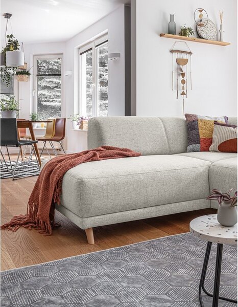 Divano angolare beige allungabile e con contenitore (penisola a sinistra/a L) Classy Sophie – Miuform