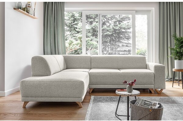 Divano angolare beige allungabile e con contenitore (penisola a sinistra/a L) Classy Sophie – Miuform