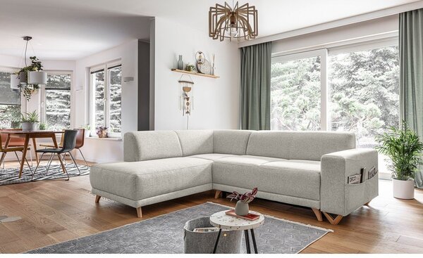 Divano angolare beige allungabile e con contenitore (penisola a sinistra/a L) Classy Sophie – Miuform