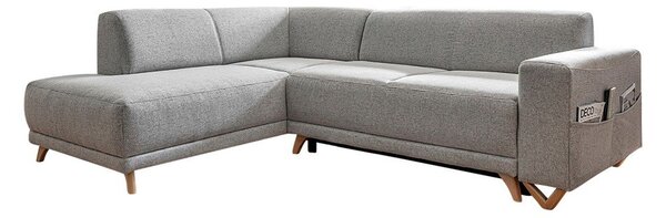Divano angolare grigio chiaro allungabile e con contenitore (penisola a sinistra/a L) Classy Sophie – Miuform