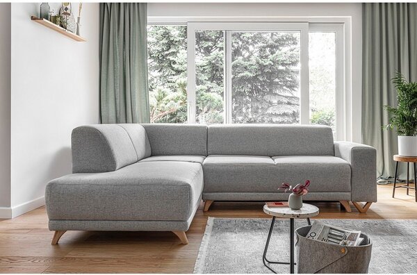 Divano angolare grigio chiaro allungabile e con contenitore (penisola a sinistra/a L) Classy Sophie – Miuform