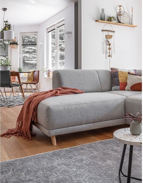 Divano angolare grigio chiaro allungabile e con contenitore (penisola a sinistra/a L) Classy Sophie – Miuform