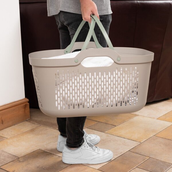 Cesta per il bucato marrone chiaro in plastica 45 l – Addis