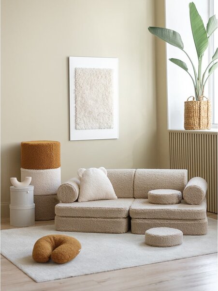 Divano per bambini marrone chiaro con rivestimento in bouclé 132 cm Settee – Wigiwama