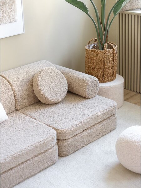 Divano per bambini marrone chiaro con rivestimento in bouclé 132 cm Settee – Wigiwama