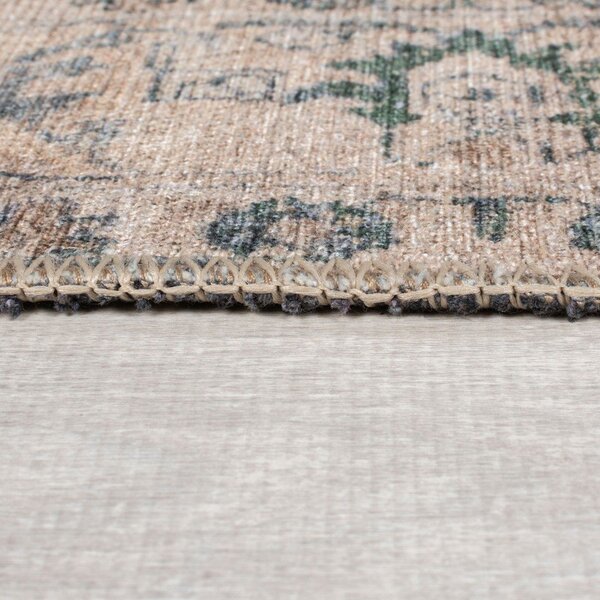 Tappeto verde lavabile 152x230 cm Beau Floral – Flair Rugs