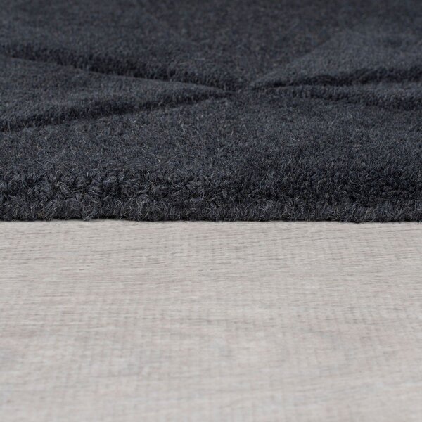 Tappeto rotondo color antracite in lana tessuto a mano ø 160 cm Shard Charcoal – Flair Rugs