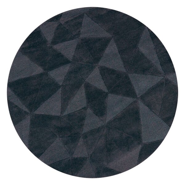 Tappeto rotondo color antracite in lana tessuto a mano ø 160 cm Shard Charcoal – Flair Rugs