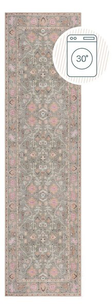 Passatoia verde chiaro lavabile 60x230 cm Una Floral – Flair Rugs