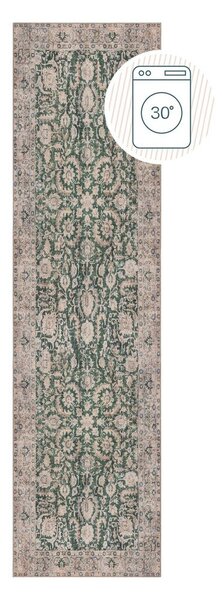 Passatoia verde lavabile 60x230 cm Beau Floral – Flair Rugs