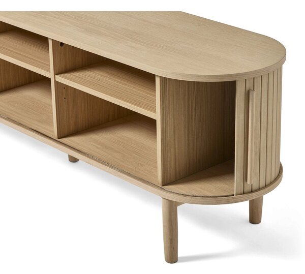 Mobile TV di colore naturale effetto rovere 180x56x40 cm Meta – Unique Furniture