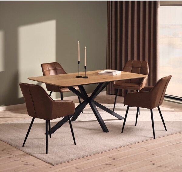 Set di sedie da pranzo marrone in imbottito con braccioli 2 pz Nolan Square – Unique Furniture