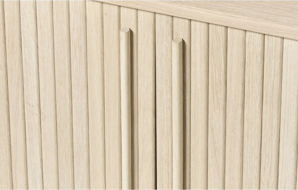 Cassettiera di colore naturale effetto rovere con porte scorrevoli 140x76x45 cm Meta – Unique Furniture
