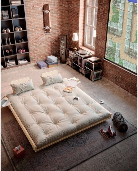 Letto matrimoniale marrone in pino massiccio con rete inclusa 160x200 cm Social – Karup Design