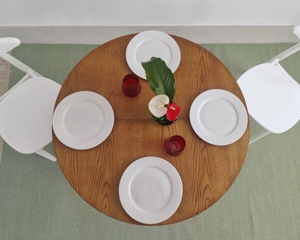 Tavolo da pranzo rotondo con effetto rovere allungabile con estensione ø 90 cm Jubi – Ragaba