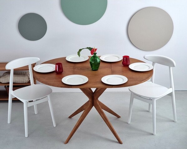 Tavolo da pranzo rotondo con effetto rovere allungabile con estensione ø 90 cm Jubi – Ragaba
