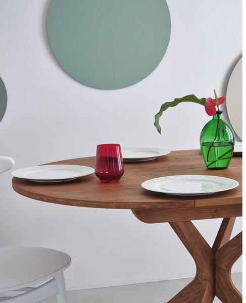 Tavolo da pranzo rotondo con effetto rovere allungabile con estensione ø 90 cm Jubi – Ragaba