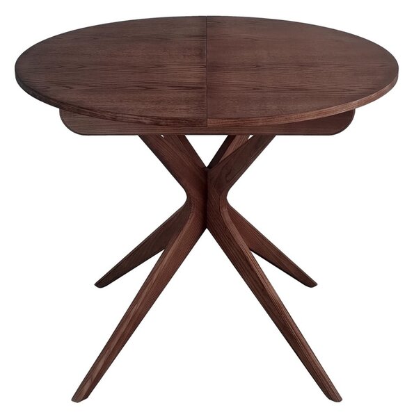 Tavolo da pranzo rotondo con effetto noce allungabile con estensione ø 90 cm Jubi – Ragaba