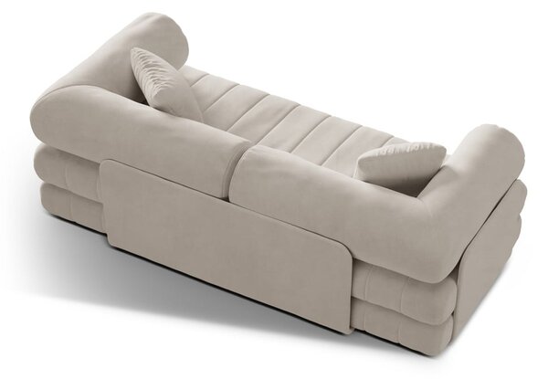 Divano beige allungabile con rivestimento in velluto 206 cm Kemi – Cosmopolitan Design
