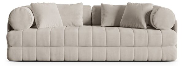 Divano beige allungabile con rivestimento in velluto 206 cm Kemi – Cosmopolitan Design