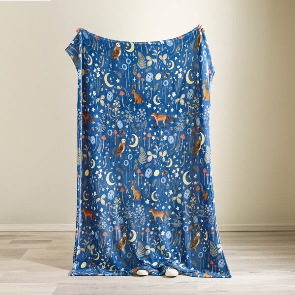 Coperta blu in micropile 130x170 cm Enchanted Twilight Animals – Catherine Lansfield