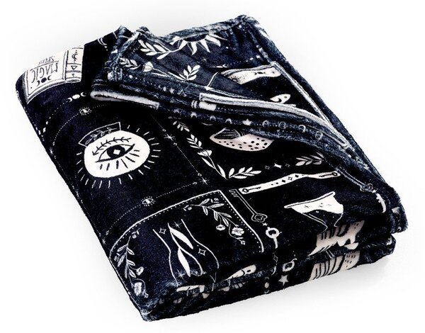 Coperta nera in micropile a tema Halloween 130x170 cm Enchanted Witchcraft – Catherine Lansfield