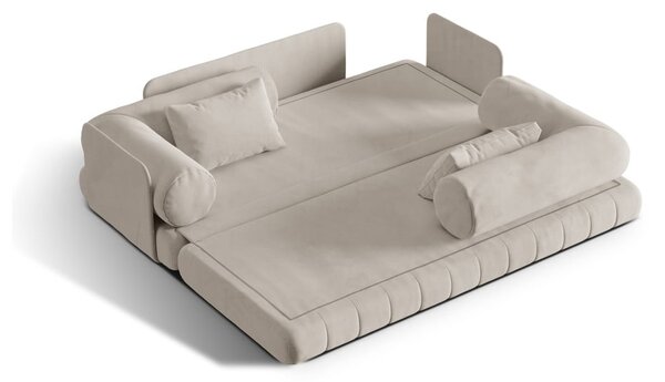 Divano beige allungabile con rivestimento in velluto 206 cm Kemi – Cosmopolitan Design