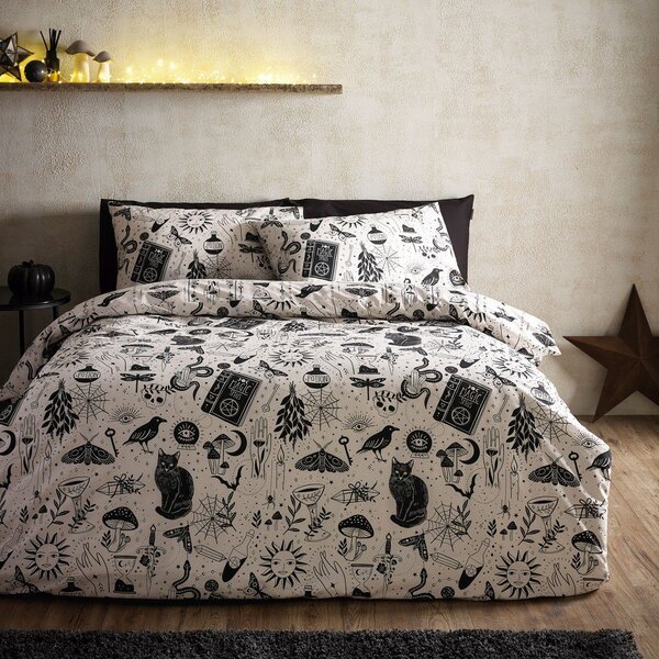 Set copripiumino e federa nero e beige per letto singolo 135x200 cm Enchanted Witchcraft – Catherine Lansfield