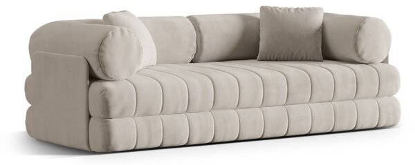 Divano beige allungabile con rivestimento in velluto 206 cm Kemi – Cosmopolitan Design