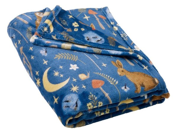 Coperta blu in micropile 130x170 cm Enchanted Twilight Animals – Catherine Lansfield